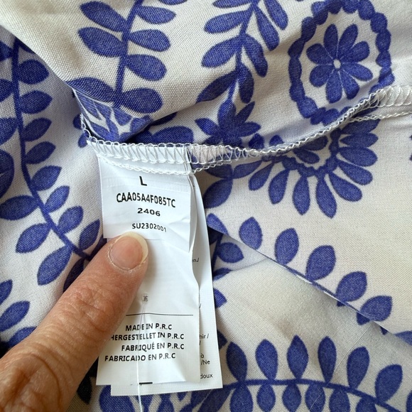 CUPSHE Blue & White Boho Midi Dress | Size Large | A-Line V-Neck - Picture 4 of 6